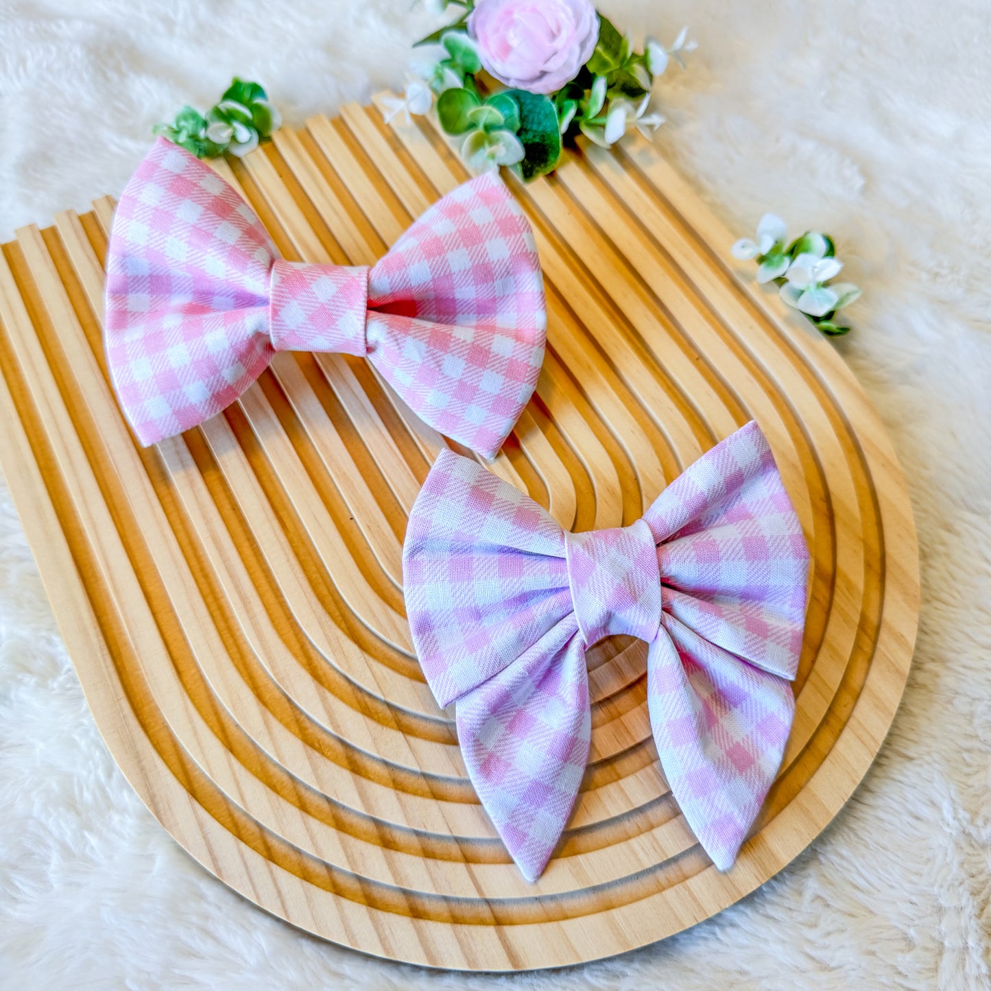 Pink Rose Gingham Bowtie