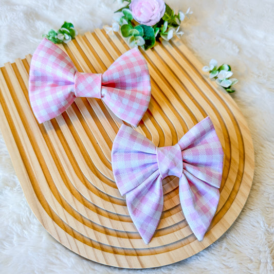 Pink Rose Gingham Bowtie